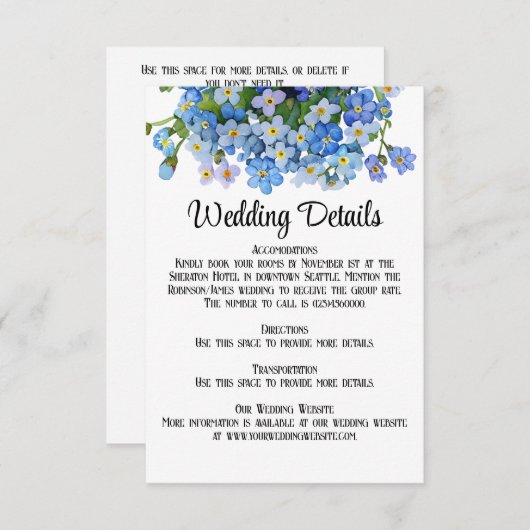 エレガント水忘れ色はい結婚。 エンクロージャーカード (正面/裏面)