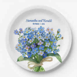 エレガント水忘れ色はい結婚。 ペーパープレート
