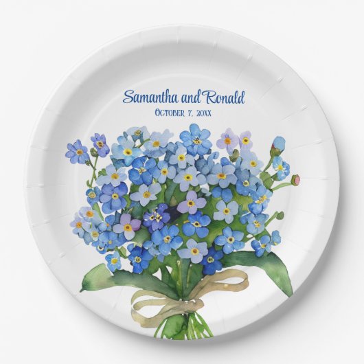 エレガント水忘れ色はい結婚。 ペーパープレート (正面)