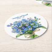 エレガント水忘れ色はい結婚。 ラウンドペーパーコースター (アングル)