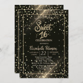 エレガント水玉模様,甘い16パーティー 招待状 (正面/裏面)