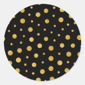 エレガント水玉模様 – 黒金ゴールド ラウンドシール (正面)