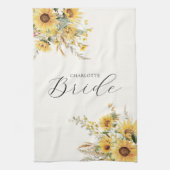 エレガント水素朴色ひまわりフローラ花嫁 キッチンタオル (縦)