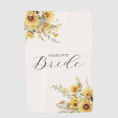 エレガント水素朴色ひまわりフローラ花嫁 ゴルフタオル (正面)