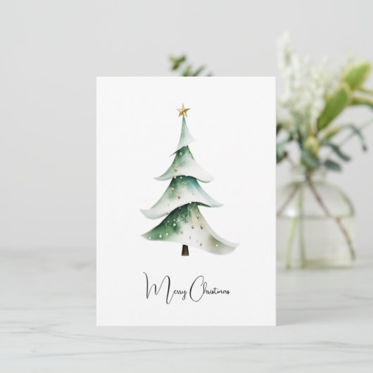 エレガント水素朴色クリスマスツリー シーズンカード (スタンド正面)