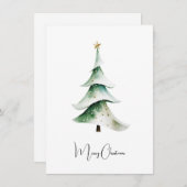 エレガント水素朴色クリスマスツリー シーズンカード (正面/裏面)