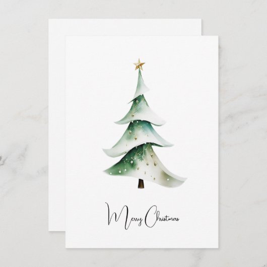 エレガント水素朴色クリスマスツリー シーズンカード (正面/裏面)