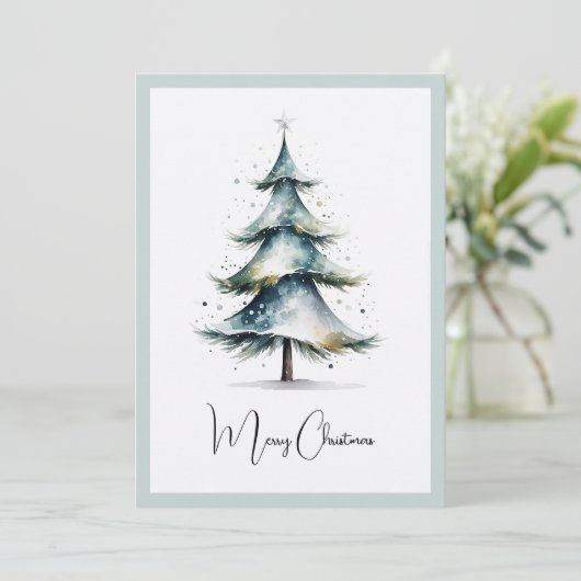 エレガント水素朴色クリスマスツリー シーズンカード (スタンド正面)