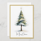 エレガント水素朴色クリスマスツリー シーズンカード (正面/裏面)