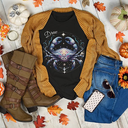 エレガント水色がん〔占星術の〕十二宮図カスタム Tシャツ