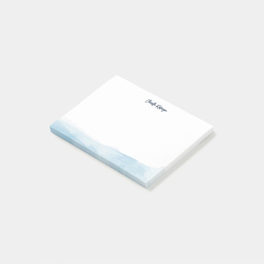 エレガント水色のスクリプパーソナライズされたト ポストイット (アングル)