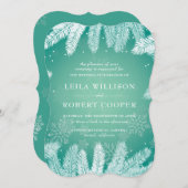 エレガント水色の冬の結婚式 招待状 (正面/裏面)