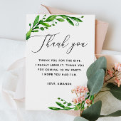 エレガント水色の緑のフローラの誕生日 サンキューカード
