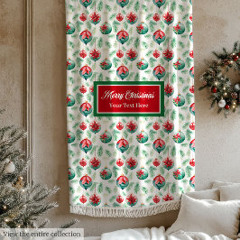 エレガント水色の赤伝統的緑 フリースブランケット