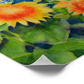 エレガント水色ひまわり ポスター (角)