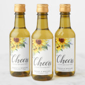 エレガント水色ひまパーソナライズされた結婚花 ワインラベル (ボトル)