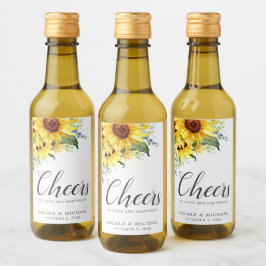 エレガント水色ひまパーソナライズされた結婚花 ワインラベル