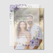 エレガント水色パープルフローラ結婚 ベラム紙招待状 (オフセット (カップル))