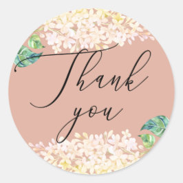 エレガント水色ピンクフローラ結婚は感謝してい君 ラウンドシール