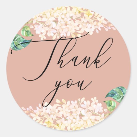 エレガント水色ピンクフローラ結婚は感謝してい君 ラウンドシール (正面)