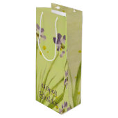 エレガント水色フローラアクセント ワインギフトバッグ (正面アングル)