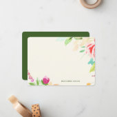 エレガント水色フローラパーソナライズされたカラフル ノートカード (正面/裏面インサイチュ)