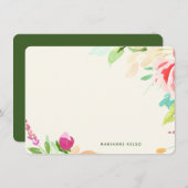 エレガント水色フローラパーソナライズされたカラフル ノートカード (正面/裏面)