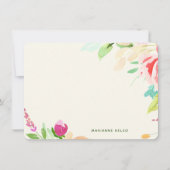 エレガント水色フローラパーソナライズされたカラフル ノートカード (正面)
