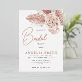 エレガント水色フローラブライダルシャワー実在箔 箔招待状 (立ち正面)