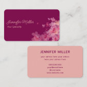 エレガント水色フローラ濃桃色 名刺 (正面/裏面)