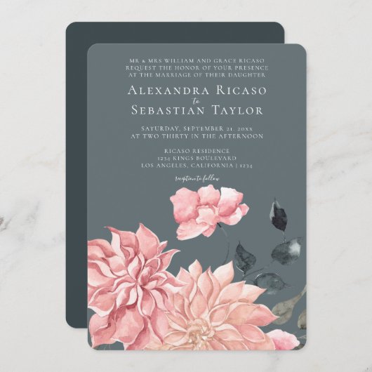 エレガント水色フローラ結婚 (正面/裏面)