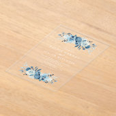 エレガント水色フローラ結婚 アクリル招待状 (レイダウン)