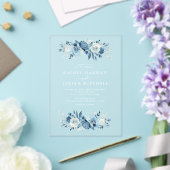 エレガント水色フローラ結婚 アクリル招待状 (インサイチュ (ウェディング))