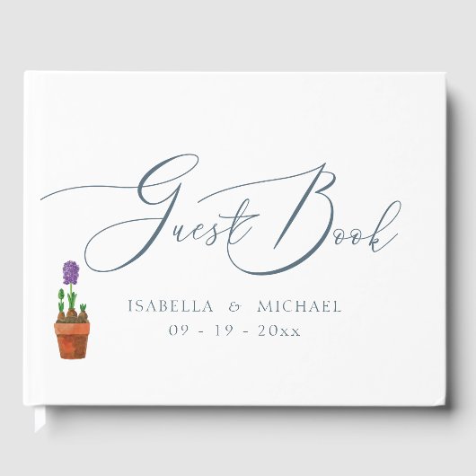 エレガント水色フローラ結婚 ゲストブック (正面)