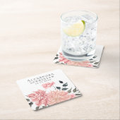 エレガント水色フローラ結婚 スクエアペーパーコースター (インサイチュ)