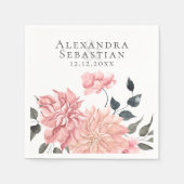 エレガント水色フローラ結婚 スタンダードカクテルナプキン (正面)