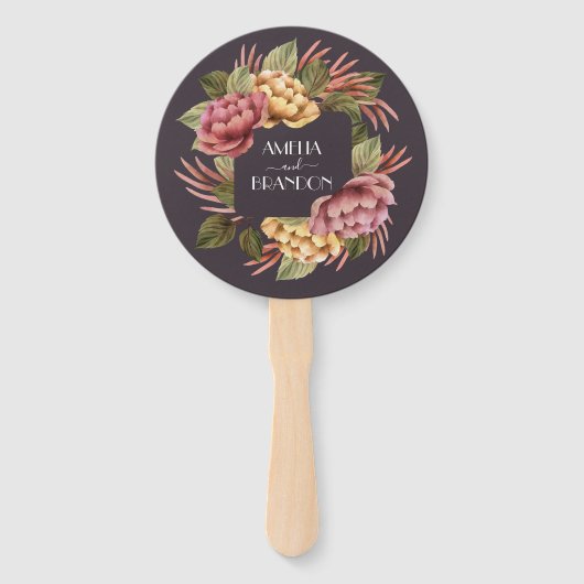 エレガント水色フローラ結婚 ハンドファン (裏面)