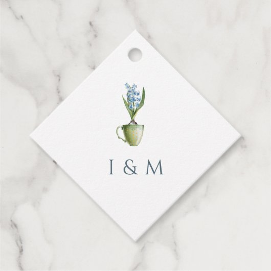 エレガント水色フローラ結婚 フェイバータグ (正面)