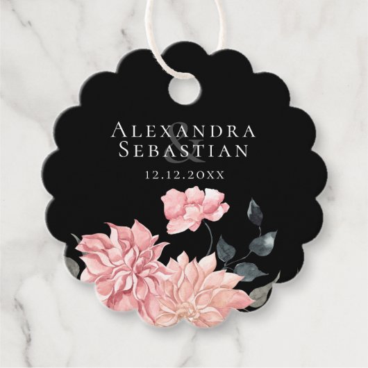 エレガント水色フローラ結婚 フェイバータグ (正面)