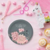 エレガント水色フローラ結婚 ペーパープレート (パーティー)