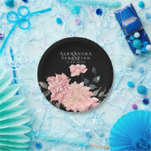 エレガント水色フローラ結婚 ペーパープレート (パーティー)