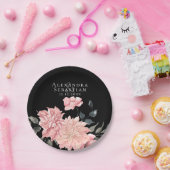 エレガント水色フローラ結婚 ペーパープレート (パーティー)