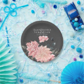 エレガント水色フローラ結婚 ペーパープレート (パーティー)