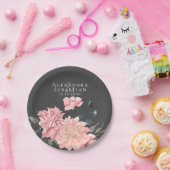 エレガント水色フローラ結婚 ペーパープレート (パーティー)