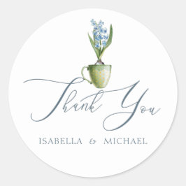 エレガント水色フローラ結婚 ラウンドシール