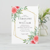 エレガント水色フローラ結婚 招待状 (スタンド正面)