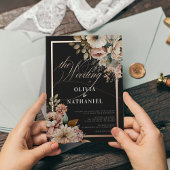 エレガント水色フローラ結婚 箔招待状