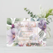 エレガント水色フローラ金ゴールド結婚 セーブザデート (スタンド正面)