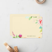 エレガント水色フローラ黄 ノートカード (正面/裏面インサイチュ)