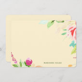 エレガント水色フローラ黄 ノートカード (正面/裏面)